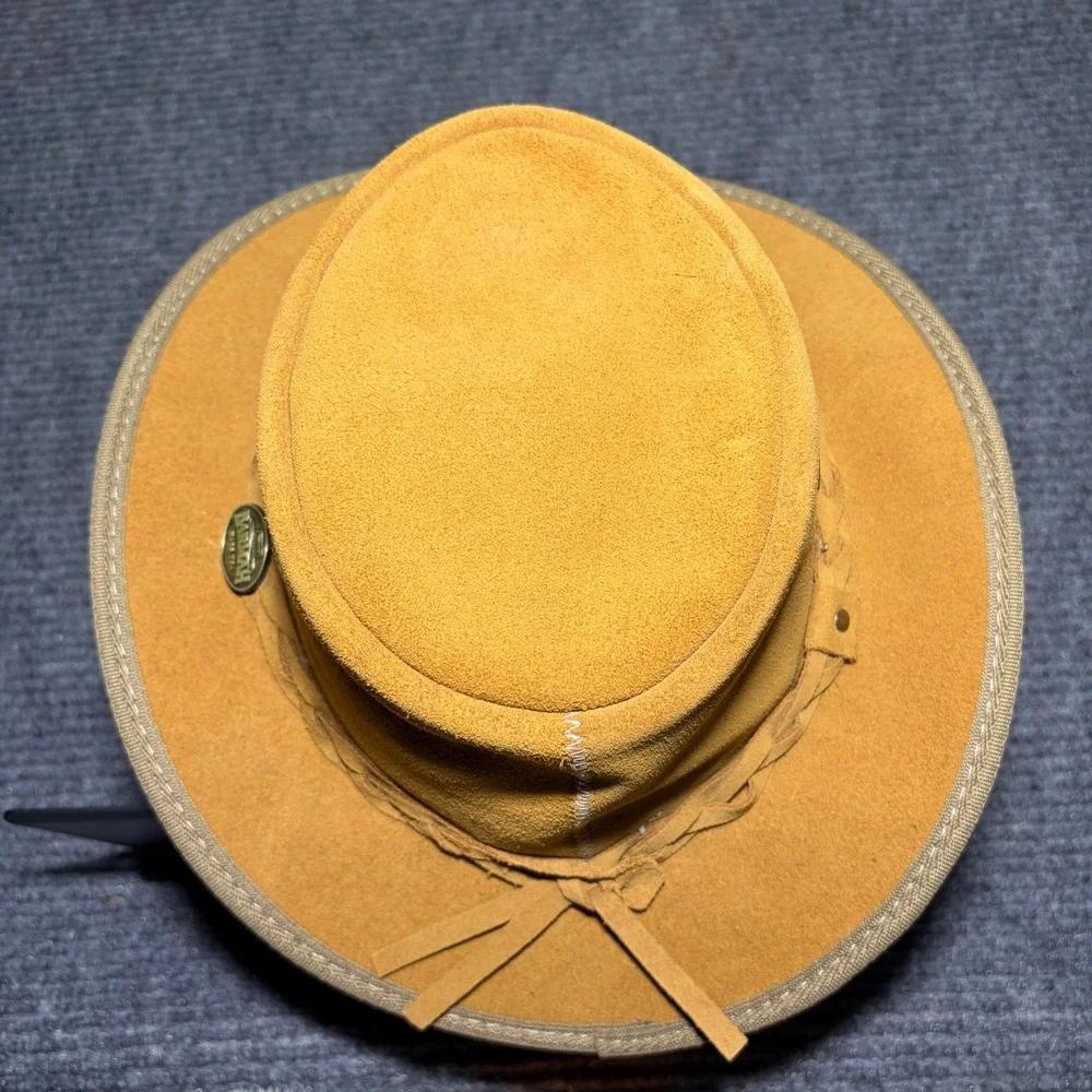 Barmah Hats USA Suede Leather Outback / Bush Hat Item #1094 - Suede Narrow Brim